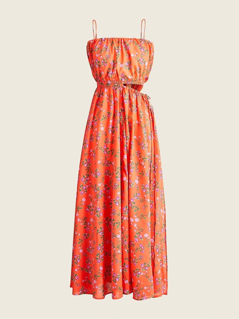 J. Crew Side cut-out beach dress in coral floral